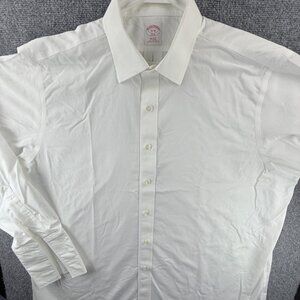 Brooks Brothers Non-Iron French Cuff 18 36 Point Cotton White Solid Long Sleeve
